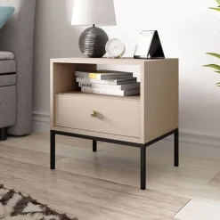 Garnero Arredamenti Comodini Cameretta|Comò-Comodino 54x56h cm 1 cassetto moderno Glory Beige