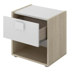 Garnero Arredamenti Comò Cameretta|Comò-Comodino 40x42h cm 1 cassetto moderno rovere bianco Cairo