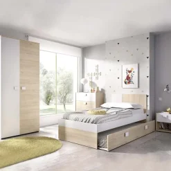 Garnero Arredamenti Comò Cameretta|Comò-Comodino 40x42h cm 1 cassetto moderno rovere bianco Cairo