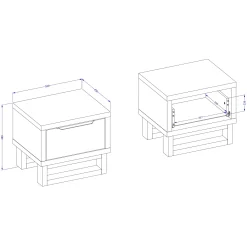 Garnero Arredamenti Comodini Cameretta|Comò-Comodino 55x49h cm 1 cassetto rovere Petra