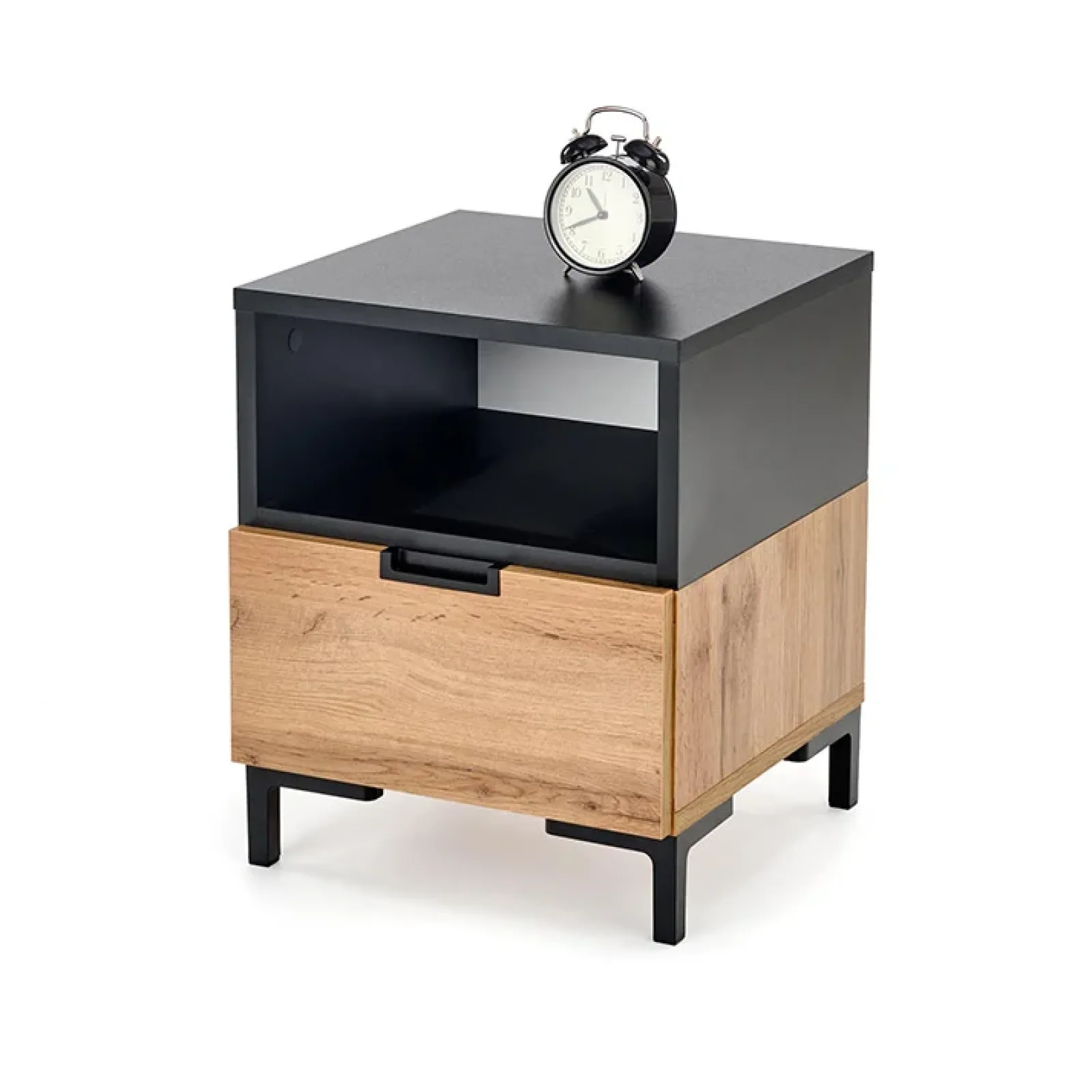 Garnero Arredamenti Comodini Cameretta|Comò-Comodino 40x52h cm 1 cassetto moderno rovere nero Ankara