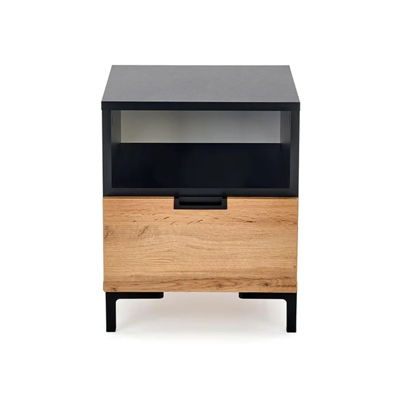 Garnero Arredamenti Comodini Cameretta|Comò-Comodino 40x52h cm 1 cassetto moderno rovere nero Ankara