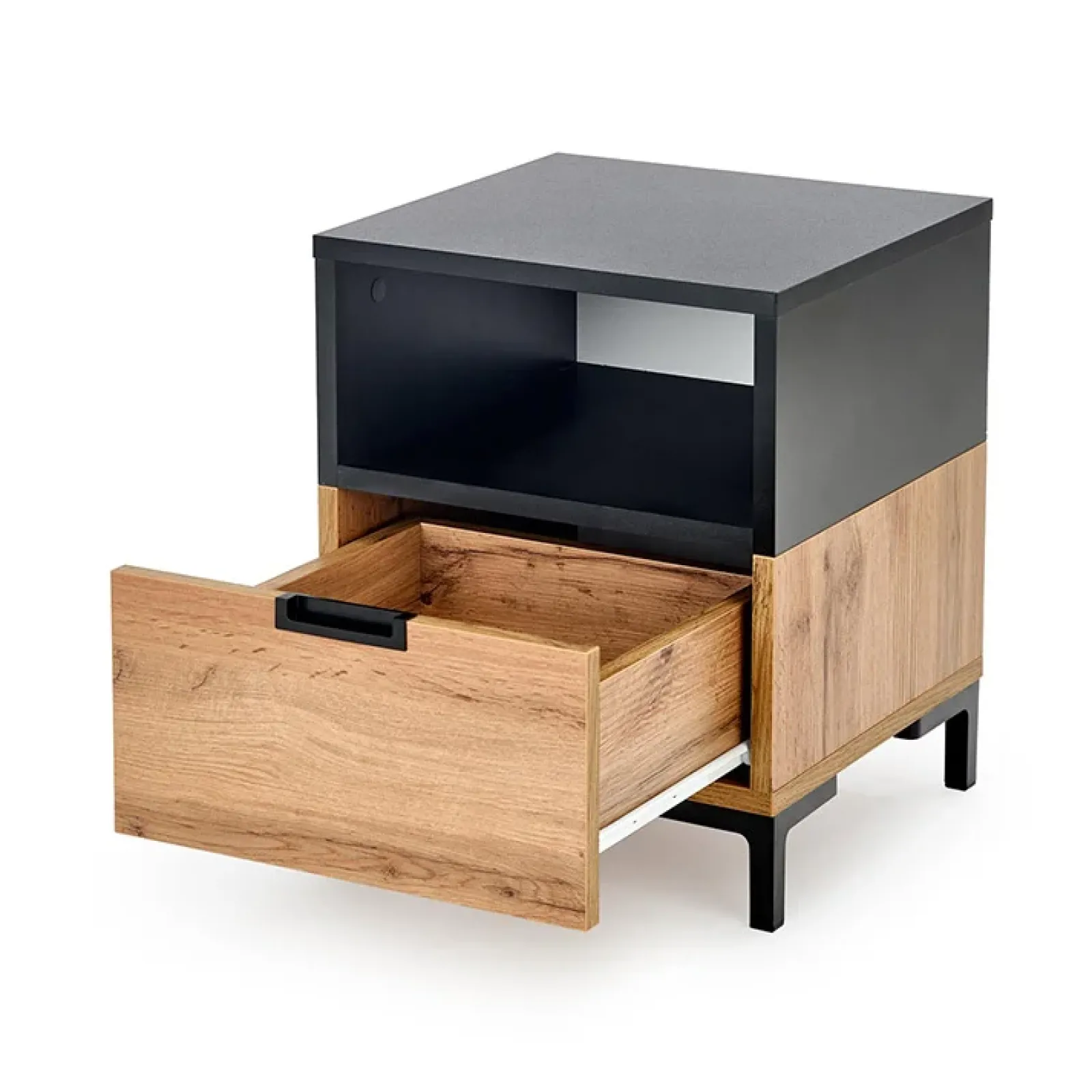 Garnero Arredamenti Comodini Cameretta|Comò-Comodino 40x52h cm 1 cassetto moderno rovere nero Ankara