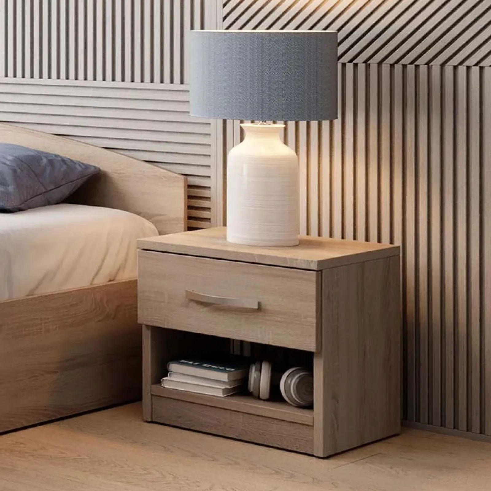 Garnero Arredamenti Comodini Cameretta|Comò-Comodino 40x40h cm 1 cassetto moderno Tropea-Roma-Sorrento Rovere