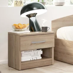 Garnero Arredamenti Comodini Cameretta|Comò-Comodino 40x40h cm 1 cassetto moderno Tropea-Roma-Sorrento Rovere