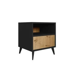 Garnero Arredamenti Comodini Cameretta|Comò-Comodino 47x52h cm 1 cassetto 1 vano a giorno rovere nero Hans
