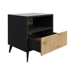 Garnero Arredamenti Comodini Cameretta|Comò-Comodino 47x52h cm 1 cassetto 1 vano a giorno rovere nero Hans
