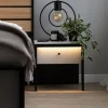Garnero Arredamenti Comodini|Comò-Comodino 40x40h cm 1 cassetto con LED grigio nero Luna