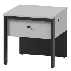 Garnero Arredamenti Comodini|Comò-Comodino 40x40h cm 1 cassetto con LED grigio nero Luna