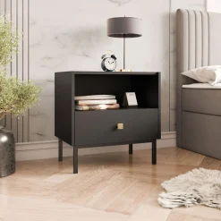 Garnero Arredamenti Comodini|Comò-Comodino 55x56h cm 1 vano 1 cassetto Giuggiola Nero Opaco