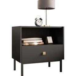 Garnero Arredamenti Comodini|Comò-Comodino 55x56h cm 1 vano 1 cassetto Giuggiola Nero Opaco