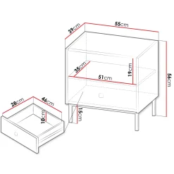 Garnero Arredamenti Comodini|Comò-Comodino 55x56h cm 1 vano 1 cassetto Giuggiola Nero Opaco