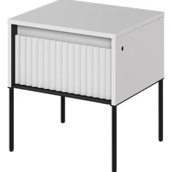 Garnero Arredamenti Comodini|Comò-Comodino 46x50h cm cannettato nero Camelia Bianco Opaco