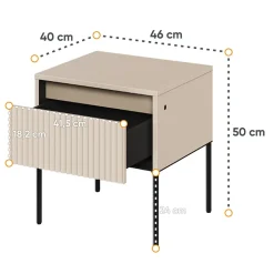 Garnero Arredamenti Comodini|Comò-Comodino 46x50h cm cannettato nero Camelia Beige