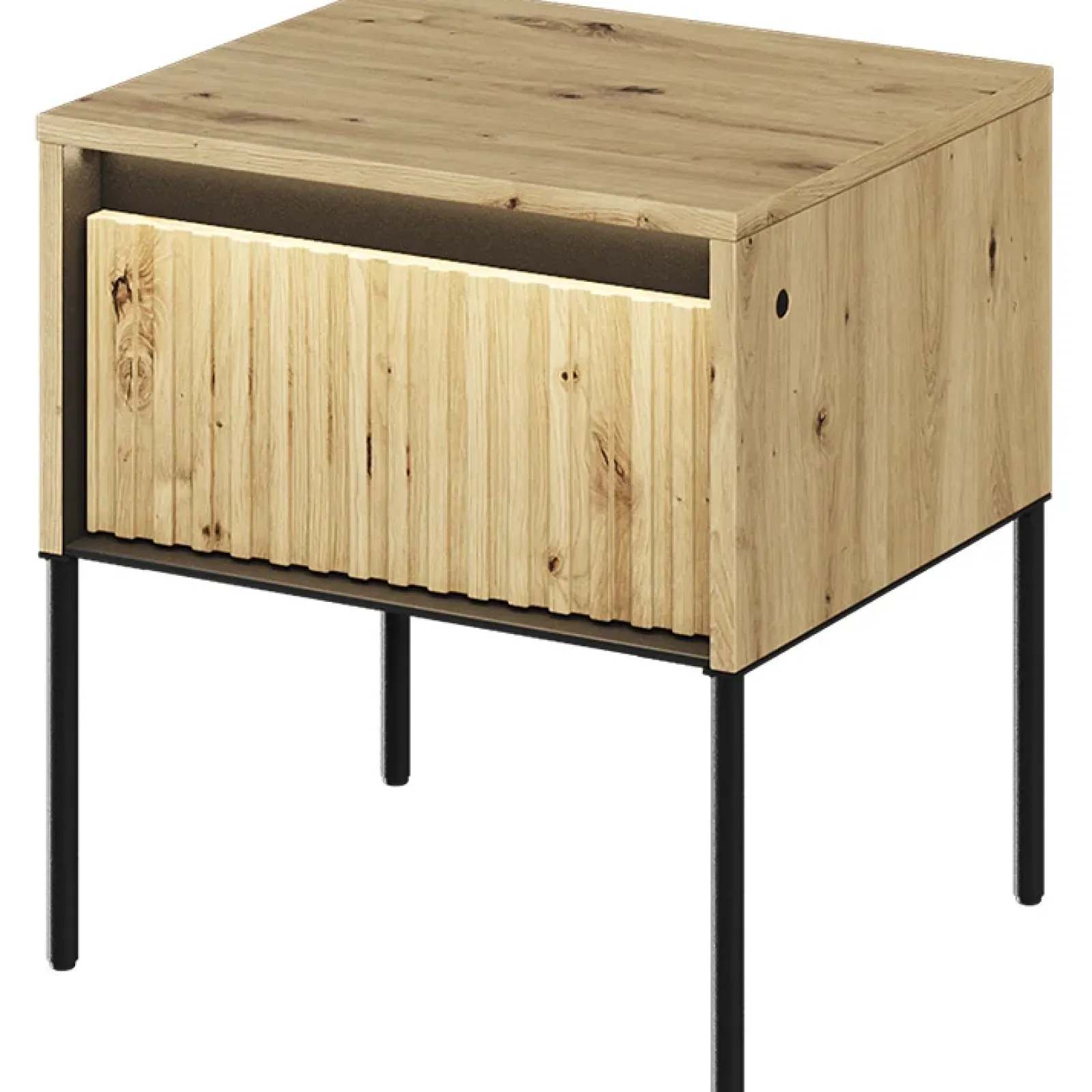 Garnero Arredamenti Comodini|Comò-Comodino 46x50h cm cannettato nero Camelia Rovere Rustico