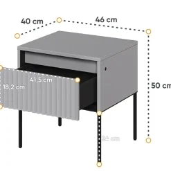 Garnero Arredamenti Comodini|Comò-Comodino 46x50h cm cannettato nero Camelia Grigio