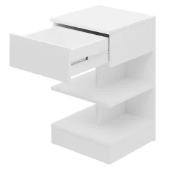 Garnero Arredamenti Comodini|Comò-Comodino 39x65h cm con cassetto moderno bianco Clelia