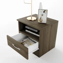 Garnero Arredamenti Comodini Cameretta|Comò-Comodino 40x41h cm  con cassetto moderno Selvaggia Noce