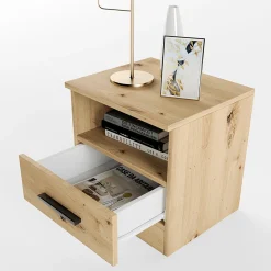 Garnero Arredamenti Comodini Cameretta|Comò-Comodino 40x41h cm  con cassetto moderno Selvaggia Rovere Rustico