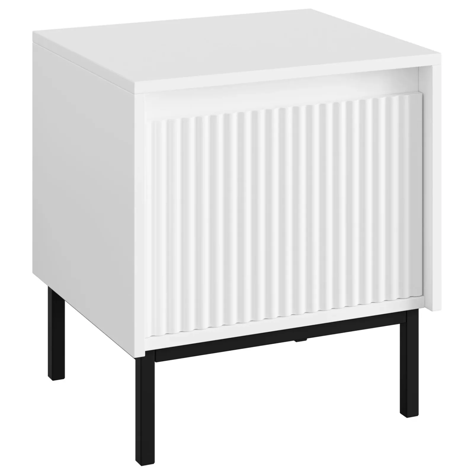 Garnero Arredamenti Comodini Cameretta|Comò-Comodino 45x50h cm design cannettato bianco Strike Bianco Opaco