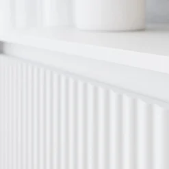 Garnero Arredamenti Comodini Cameretta|Comò-Comodino 45x50h cm design cannettato bianco Strike Bianco Opaco