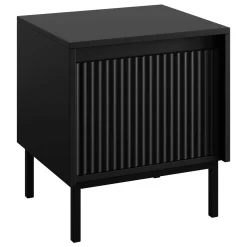 Garnero Arredamenti Comodini Cameretta|Comò-Comodino 45x50h cm design cannettato nero Strike Nero Opaco