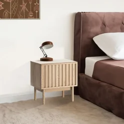 Garnero Arredamenti Comodini Cameretta|Comò-Comodino 53x53h cm design cannettato rovere Colby