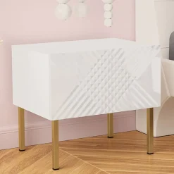 Garnero Arredamenti Comodini|Comò-Comodino 50x46h cm design moderno bianco lucido Marisa