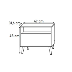 Garnero Arredamenti Comodini Cameretta|Comò-Comodino 47x48h cm moderno cannettato rovere nero Celestia Rovere Rustico - Nero opaco