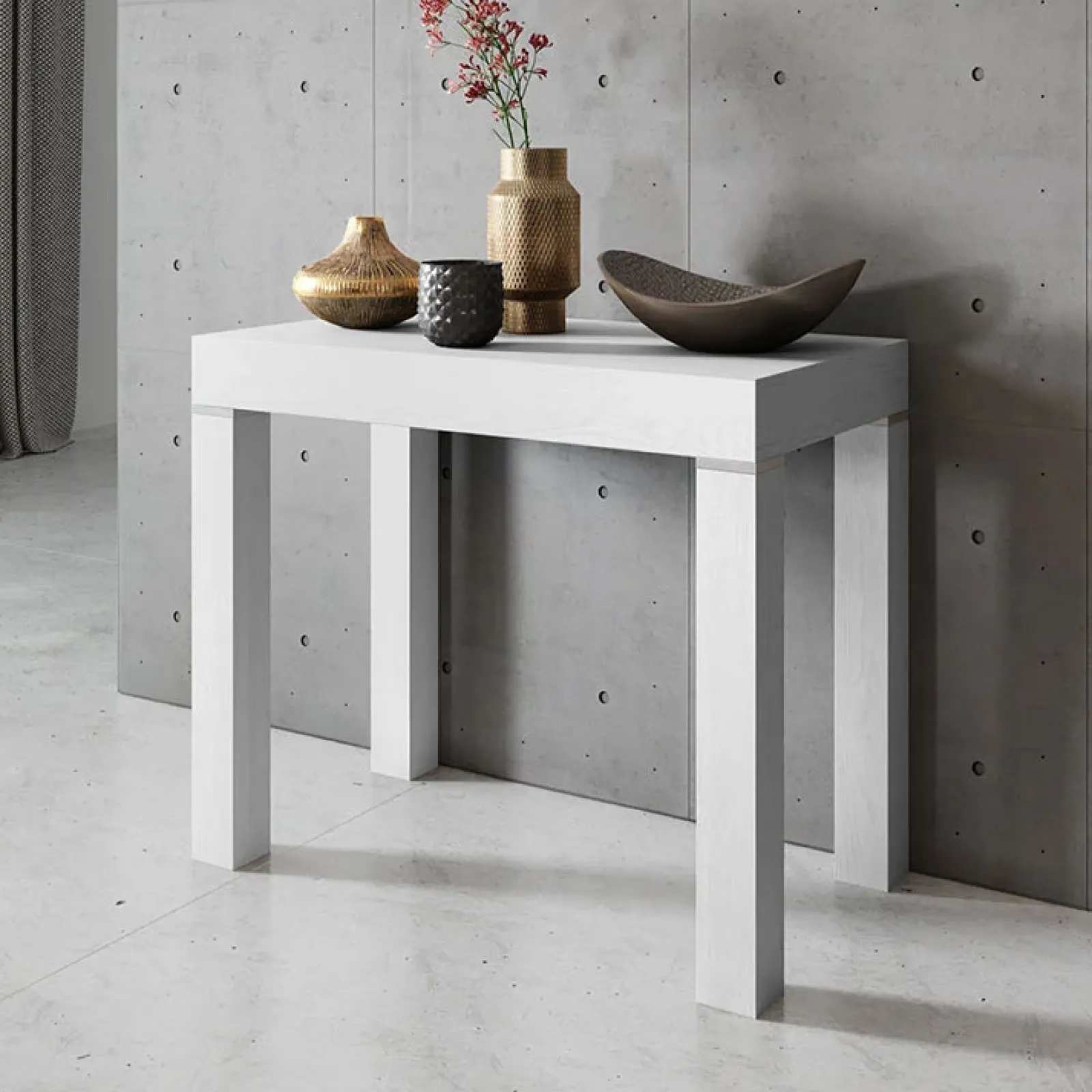 Garnero Arredamenti Consolle Allungabili|Consolle Allungabile-Consolle 50/300cm allungabile Pandora 90 Gihome® Bianco Frassinato