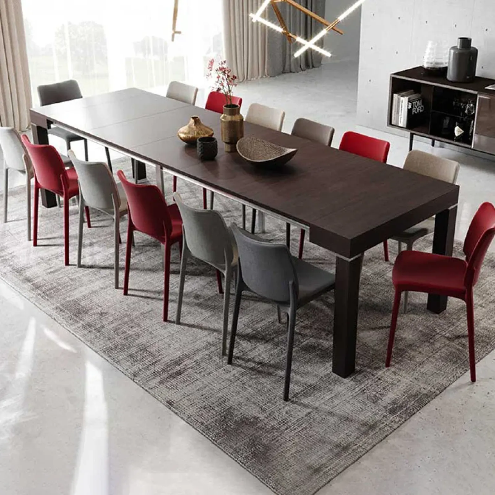 Garnero Arredamenti Consolle Allungabili|Consolle Allungabile-Consolle 50/300cm allungabile moderno wengé Pandora 90 Gihome® Noce