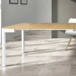 Garnero Arredamenti Consolle Allungabili|Consolle Allungabile-Consolle 50/300cm allungabile rovere metallo bianco Edison Rovere - Bianco