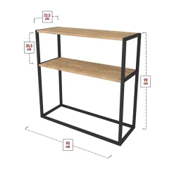 Garnero Arredamenti Consolle Fissa|Consolle Fissa-Consolle ingresso 2 ripiani industrial 90x90cm metallo rovere Basilan