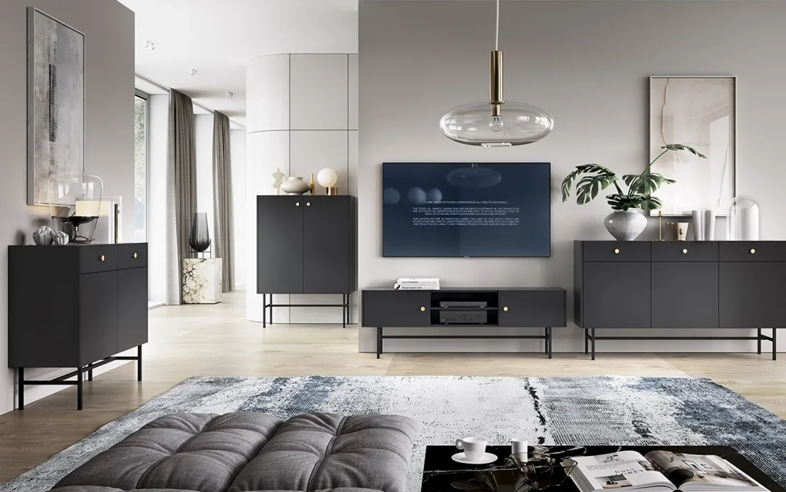 Garnero Arredamenti Consolle Fissa|Consolle Fissa-Consolle ingresso 93x79cm 1 cassetto nero Eterna Nero Opaco