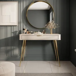 Garnero Arredamenti Consolle Fissa|Consolle Fissa-Consolle ingresso 100x78cm 1 cassetto cannettato Ramis Beige