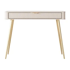 Garnero Arredamenti Consolle Fissa|Consolle Fissa-Consolle ingresso 100x78cm 1 cassetto cannettato Ramis Beige