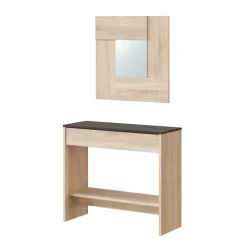 Garnero Arredamenti Consolle Fissa|Consolle Fissa-Consolle ingresso 32x79cm con specchio rovere ossido Nelson