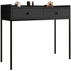 Garnero Arredamenti Consolle Fissa|Consolle Fissa-Consolle ingresso 100x86cm design moderno 2 cassetti nero Pollon Nero Opaco