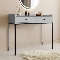 Garnero Arredamenti Consolle Fissa|Consolle Fissa-Consolle ingresso 100x86cm design moderno 2 cassetti Pollon Grigio