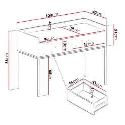 Garnero Arredamenti Consolle Fissa|Consolle Fissa-Consolle ingresso 100x86cm design moderno 2 cassetti Pollon Grigio