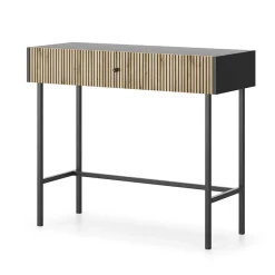 Garnero Arredamenti Consolle Fissa|Consolle Fissa-Consolle ingresso 93x79cm nero rovere cannettato Eterna Rovere Rustico - Nero opaco