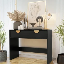 Garnero Arredamenti Consolle Fissa|Consolle Fissa-Consolle ingresso 100x78h cm con cassetto nero Oriana