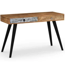 Garnero Arredamenti Consolle Fissa|Consolle Fissa-Consolle moderna 120x73cm acciaio nero rovere multicolore con stampe Kabul