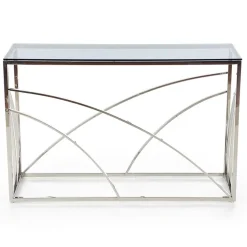 Garnero Arredamenti Consolle Fissa|Consolle Fissa-Consolle 120x78cm moderna in vetro fumè argento Hersol