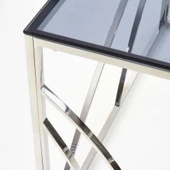 Garnero Arredamenti Consolle Fissa|Consolle Fissa-Consolle 120x78cm moderna in vetro fumè argento Hersol