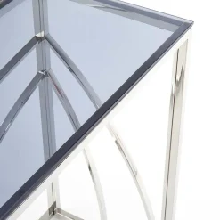 Garnero Arredamenti Consolle Fissa|Consolle Fissa-Consolle 120x78cm moderna in vetro fumè argento Hersol