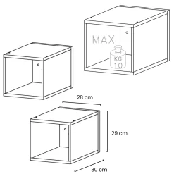 Garnero Arredamenti Mensole E Pensili-Coppia 2 mensole cubotti 28x29h cm da parete Sunset Grigio scuro
