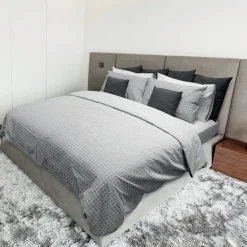 Garnero Arredamenti Copripiumini|Copripiumini-Copripiumino + 2 federe letto matrimoniale a quadretti 250x200cm grigio Bolivia