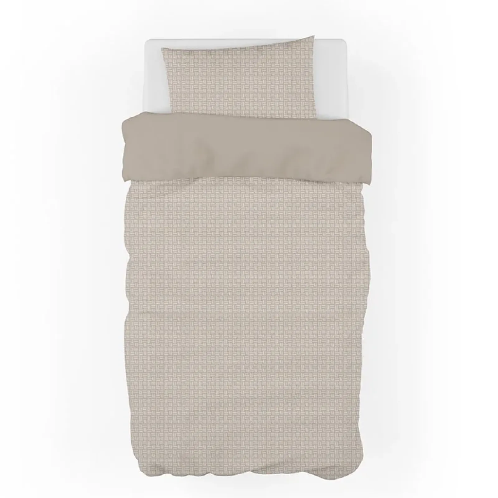 Garnero Arredamenti Copripiumini|Copripiumini-Copripiumino + federa letto singolo in cotone 155x200cm beige Nabib