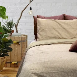 Garnero Arredamenti Copripiumini|Copripiumini-Copripiumino + federa letto singolo in cotone 155x200cm beige Nabib